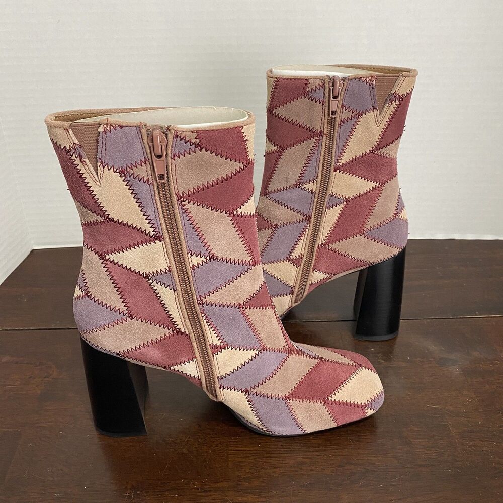 Jeffrey Campbell Womens Verus Patchwork Suede Ankle Boots Sz 7 Multicolor New - Picture 4 of 9